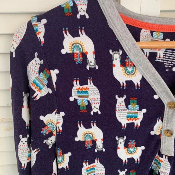 Cuddl Duds Henley Pajama 2 Piece Set Llama Gifts Womens M Joggers Pockets Purple - Picture 6 of 13